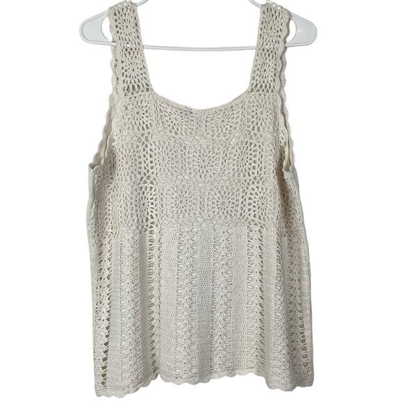 Vintage Faded Glory Crocheted Women’s Cream Tank Top Sweater Size 1X or 2X ? - Picture 1 of 8
